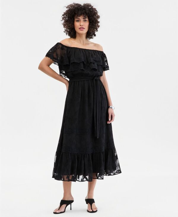 アイ.エヌ.シー インターナショナル コンセプト レディース トップス ワンピース ミディ レース I.N.C. International Concepts Women's Off-The-Shoulder Lace Midi Dress Vintage Cream クリーム|ReVida 店