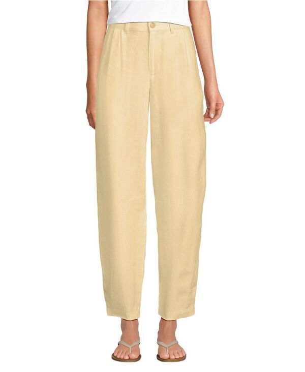 ランズエンド レディース ボトムス カジュアルパンツ プリーツ アンクル リネン Lands' End Women's Linen High Rise Pleated Barreleg Ankle Pants Pale sunbeam yellow イエロー｜ReVida 店