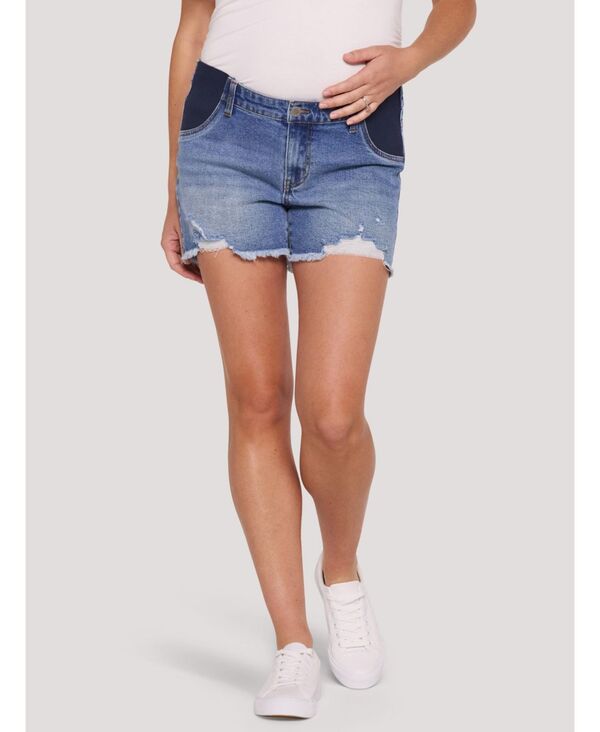 マザーフッドマタニティー レディース ボトムス ハーフパンツ・ショーツ デニム Motherhood Maternity Women's Under the Belly Cut Off Denimaternity Short Beth medium wash デニム｜ReVida 店