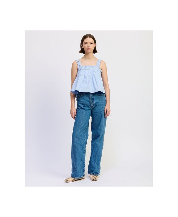 エン セゾン レディース トップス シャツ En Saison Women's Lucy Square Neck Top Light Blue ブルー|ReVida 店