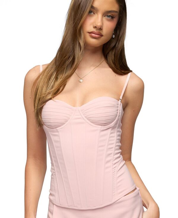 アディクテッド レディース トップス シャツ プリーツ Edikted Women's Alixa Pleatedetachable Straps Corset Pink ピンク|ReVida 店