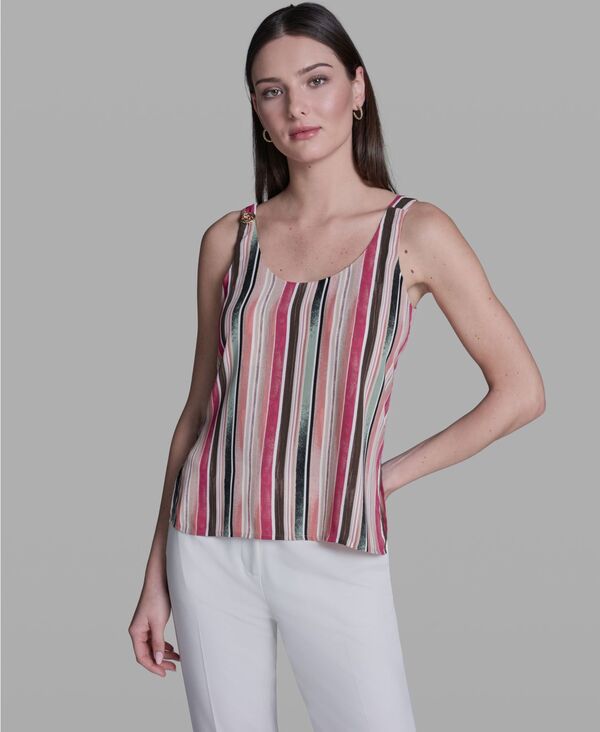 ビーシビージー レディース トップス シャツ ノースリーブ BCBG Women'striped Sleeveless Top Sunset Rose Multi マルチカラー|ReVida 店