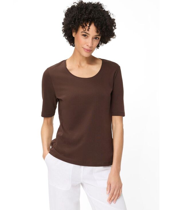 オルセン レディース トップス Tシャツ Olsen Women'solid T-Shirt Dark brown ブラウン｜ReVida 店