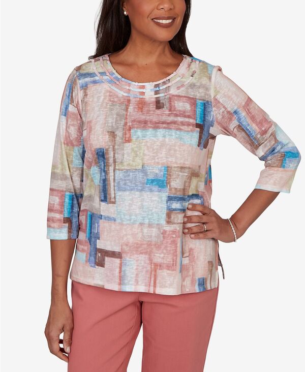 アルフレッド ダナー レディース トップス シャツ プチ ニット Alfredunner Petite Camden Market Painted Color Blocks Knitop Rosewood Multi マルチカラー|ReVida 店
