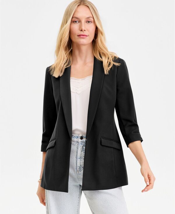 アイ.エヌ.シー インターナショナル コンセプト レディース アウター ジャケット・ブルゾン ブレザー I.N.C. International Concepts Women's 3/4-Sleeve Blazer Deep Black ブラック|ReVida 店