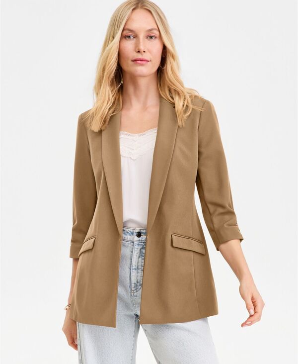 アイ.エヌ.シー インターナショナル コンセプト レディース アウター ジャケット・ブルゾン ブレザー I.N.C. International Concepts Women's 3/4-Sleeve Blazer Warm Toffee｜ReVida 店