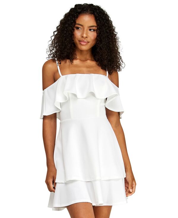ビーダーリン レディース トップス ワンピース フリル B Darlin Juniors' Ruffled Off-The-Shoulder Dress Off White オフホワイト|ReVida 店
