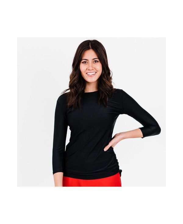 カリプサ レディース 水着 トップのみ Calypsa Women's 3/4 Sleeve Rash Guard UPF 50+ Margaux Swim Top Black ブラック｜ReVida 店