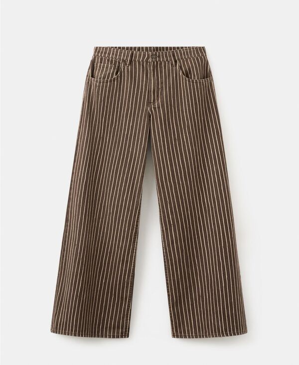 マンゴ レディース ボトムス デニムパンツ ワイドレッグ ジーンズ MANGO Women's Wide Leg Striped Jeans Chocolate チョコレート|ReVida 店