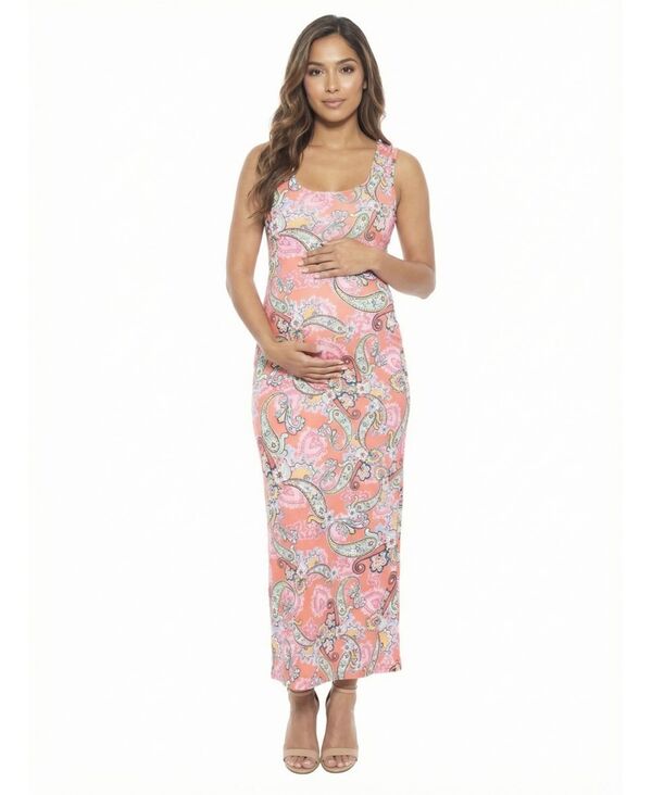 24 セブンコンフォート レディース トップス ワンピース プラスサイズ マタニティ マキシ 24seven Comfort Apparel Women's and Plusize Maternity Scoop Neck Maxi Dress Print|ReVida 店