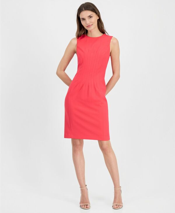 アンクライン レディース トップス ワンピースキューバ ノースリーブ Anne Klein Women's Jewel-Neck Sleevelesscuba Sheath Dress GRENADINE｜ReVida 店 14,336円