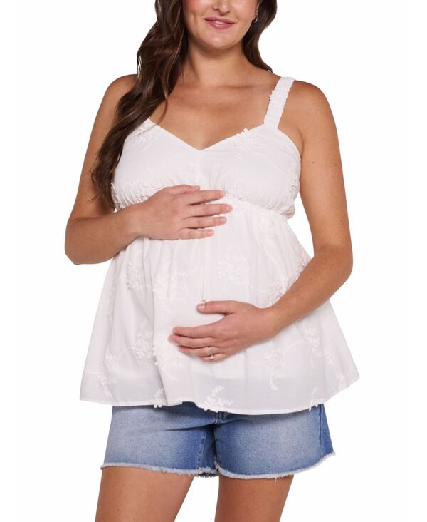 マザーフッドマタニティー レディース トップス シャツ Motherhood Maternity Motherhood Scrunch Strap Woven Cami Whiteyelet ホワイト｜ReVida 店