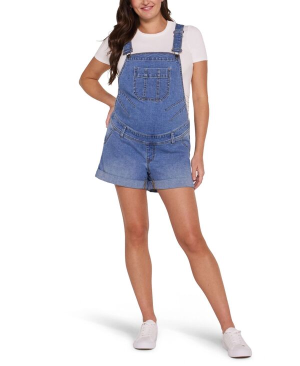 マザーフッドマタニティー レディース ボトムス ハーフパンツ・ショーツ オーバーオール Motherhood Maternity Motherhood Stretch Waist Short Overalls Lake wash|ReVida 店