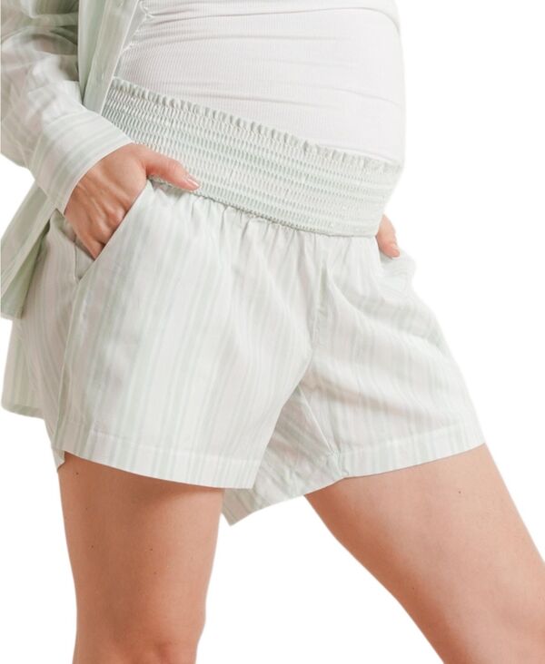 ノム レディース ボトムス ハーフパンツ・ショーツ ショートパンツ シャーリング NOMaternity Maternity NOM Theasy Smocked Shorts Green Stripe グリーン|ReVida 店