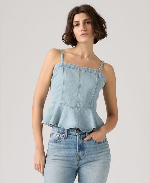 リーバイス レディース トップス シャツ ノースリーブ コットン Levi's Women's Anderson Sleeveless Cotton Flounce Top Face Value Flounce｜ReVida 店