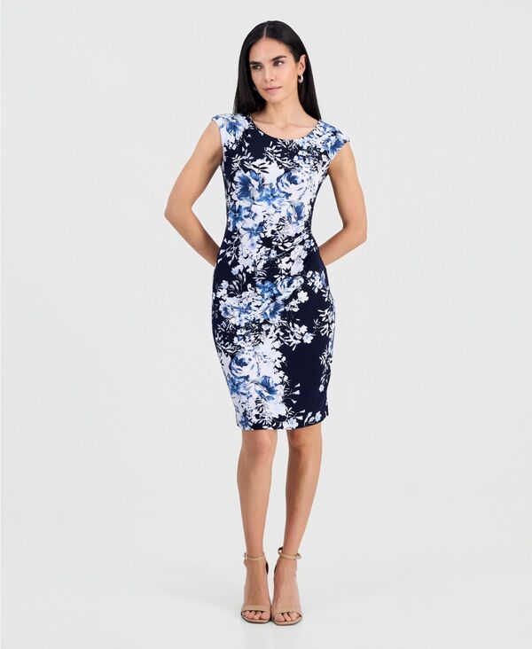コネクテッド レディース トップス ワンピース プチ Connected Petite Boat-Neck Sheath Dress Nyb｜ReVida 店