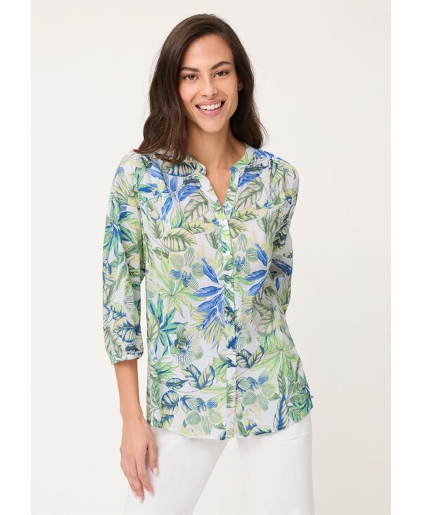 オルセン レディース トップス シャツ プリント Olsen Women's Botanical Printunic Shirt Jade｜ReVida 店