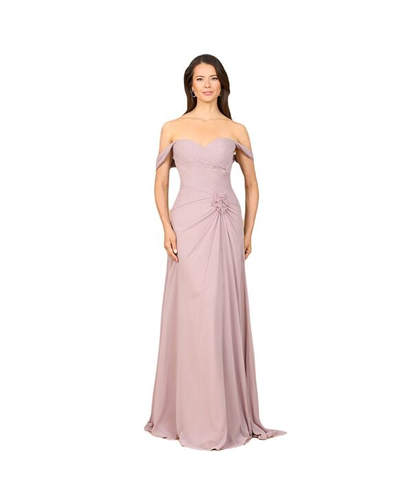 ララ レディース トップス ワンピース シフォン Lara Women's Off Shoulder Chiffon Dress Dusty rose｜ReVida 店