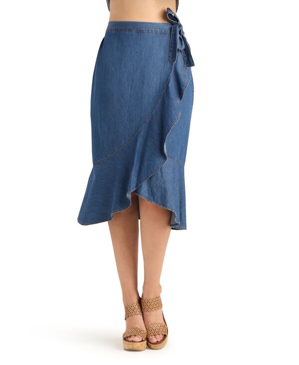 ビーシーエックス レディース ボトムスカート フリル ミディ デニム BCX Women's Denim Tulip Ruffle Midi Skirt Denim デニム|ReVida 店