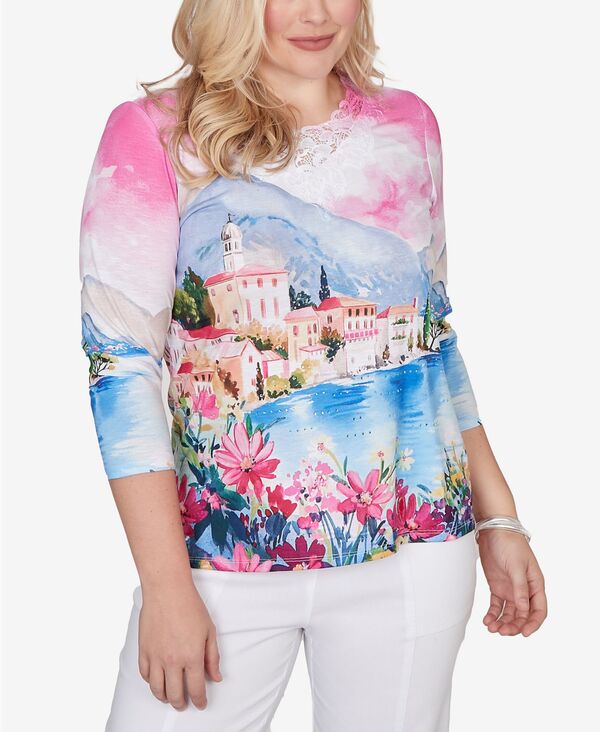 アルフレッド ダナー レディース トップス シャツ Alfredunner Women's The Royal Treatment Embellished Lake Como Scenic Topink Multi ピンク｜ReVida 店
