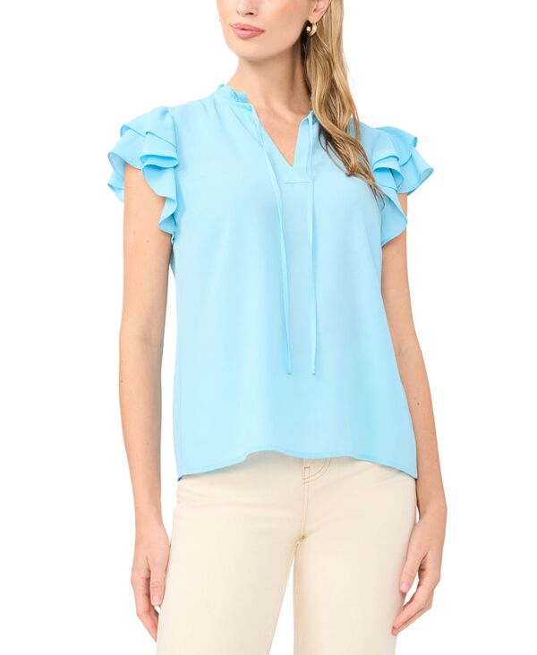 サムアンドジェス レディース トップス シャツ Vネック フリル Sam & Jess Women's V-Neck Ruffle Top Air Blue ブルー｜ReVida 店 15,360円