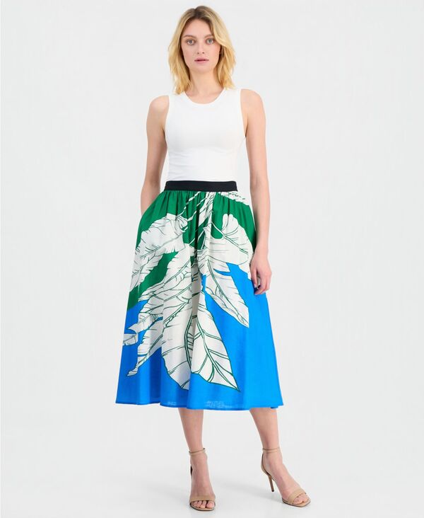 ティー・タハリ レディース ボトムスカート ミディ Tahari Women's Full Pull-On Elastic Midi Skirt Palm Cascade｜ReVida 店 23,944円