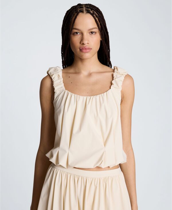 ケネスコール レディース トップス タンクトップ ギャザー ニット Kenneth Cole Women'seoul Knit Ruched Scoop Neck Tank Top Oyster｜ReVida 店