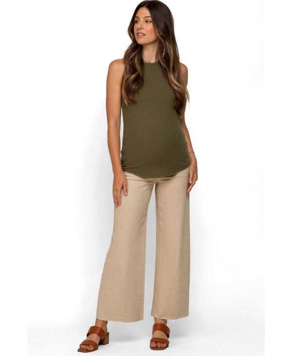 ピンクブラッシュ レディース ボトムス デニムパンツ ワイドレッグ マタニティ ジーンズ Pinkblush Maternity Beige Wide Leg Raw Hem Jeans Beige ベージュ|ReVida 店