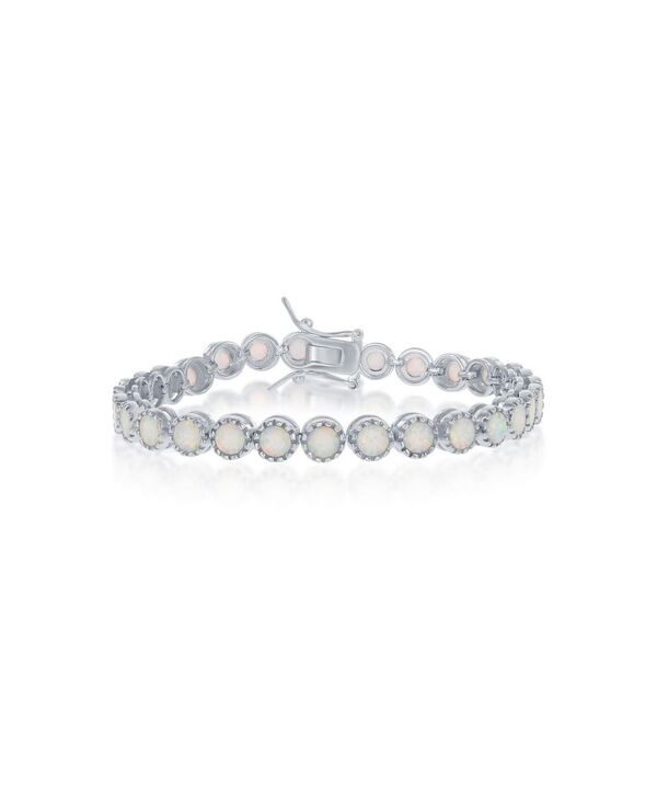 カリビアントレジャーズ レディース アクセサリー ブレスレット・バングル・アンクレット Caribbean Treasuresterling Round Synthetic Opal With Beaded Border Tennis Bracelet White ホワイト｜ReVida 店