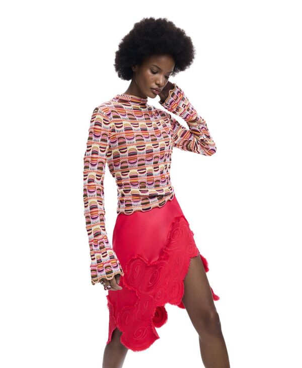 デジグアル レディース アウター ニット・セーター Desigual Women's Colorful Knit Sweate red レッド｜ReVida 店