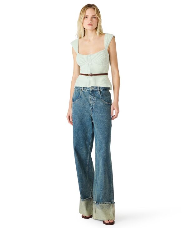 スティーブ マデン レディース トップス シャツ ノースリーブ クロップド Steve Madden Women's Presleeveless Cropped Topale Aqua アクア|ReVida 店