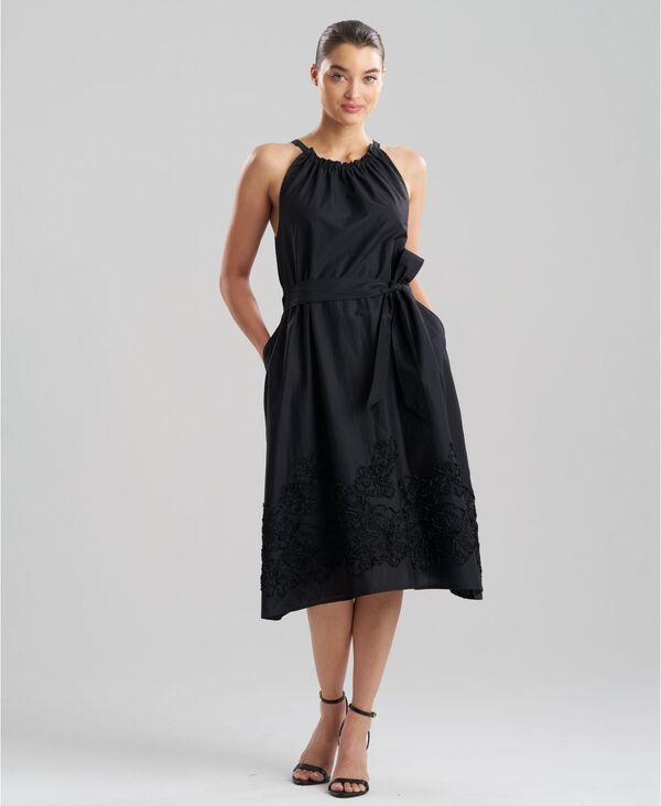 ナトリ レディース トップス ワンピース ミディ ホルター Natori Women's Carnation Embroidery Halter Neck Midi Dress Black ブラック|ReVida 店
