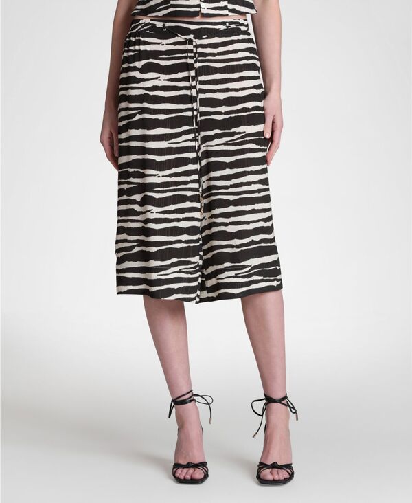 アヴェックレフィーユ レディース ボトムス カジュアルパンツ Avec Les Filles Women's Elastic Waistband Wide Culottes Zebra Print アニマル|ReVida 店