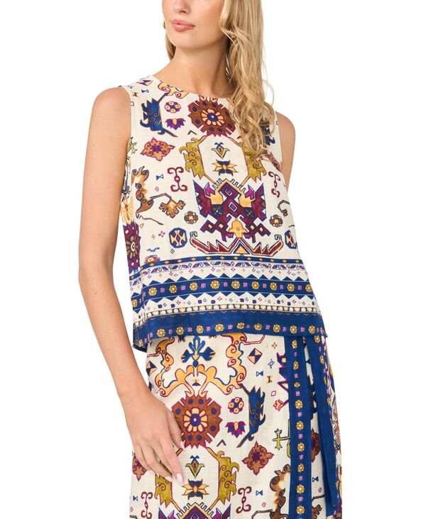 ヴィンスカムート レディース トップス シャツ クルーネック ノースリーブラウス Vince Camuto Women's Crewneck Sleeveless Bust Dart Blouse New Ivory アイボリー｜ReVida 店