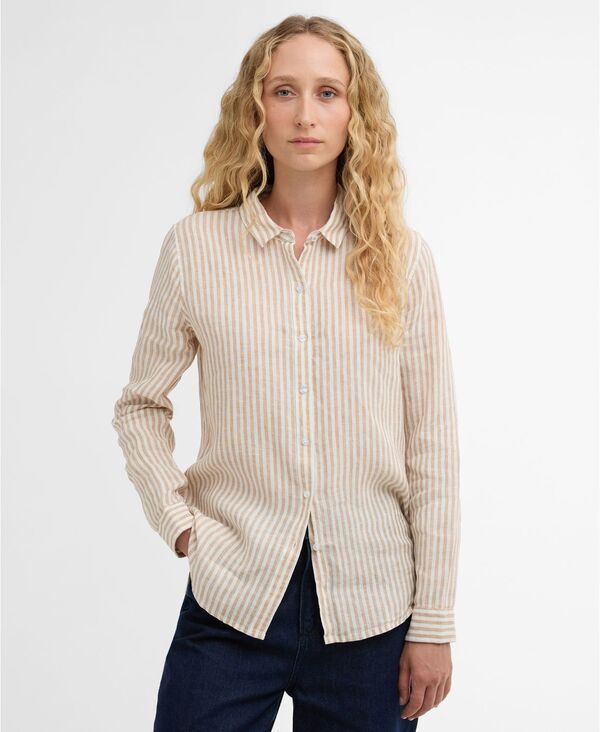 バブアー レディース トップス シャツ Barbour Women's Marine Relaxed-Fit Shirt Pink Stripe ピンク｜ReVida 店