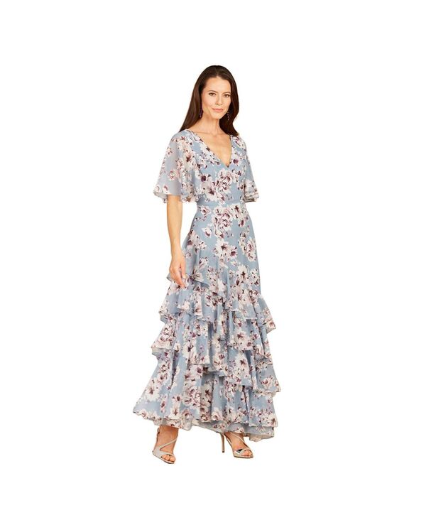 ララ レディース トップス ワンピース ケープデザイン プリント キャップ ケープ Lara Women's Cape Sleeve Print Dresslate スレート｜ReVida 店 44,880円