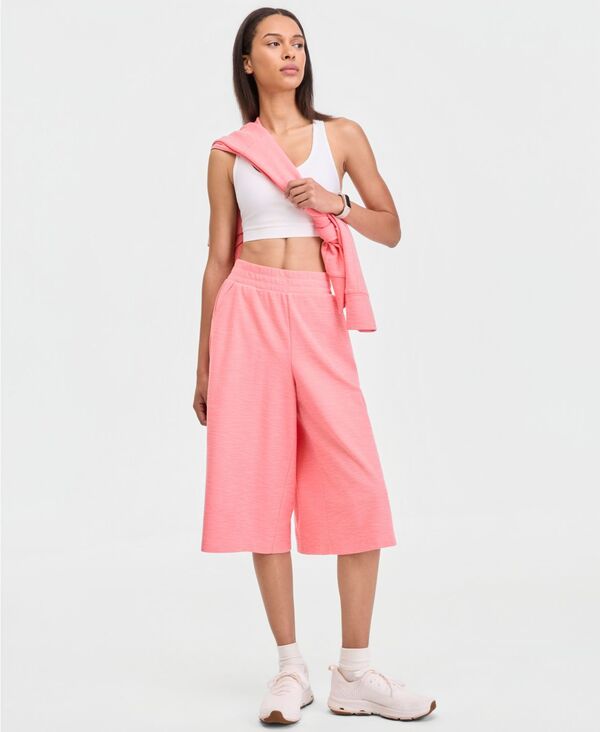 イデオロギー レディース ボトムス カジュアルパンツ リブ クロップド IDeology Women's Ribbed Wide-Leg Cropped Pull-On Pantshell Pink ピンク｜ReVida 店