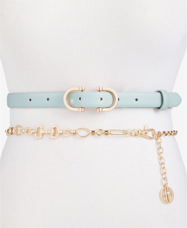 ジャーニ ベルニーニ レディース アクセサリー ベルト Giani Bernini 2 for 1 Set Horsebit Chain and Horsebit Buckle Belt Light Blue ブルー｜ReVida 店