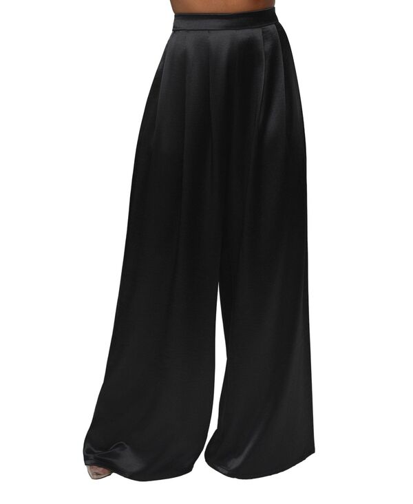 ジェイラックスレーベル レディース ボトムス カジュアルパンツ プリーツ サテン JLUXLABEL Women'satin Bliss Pleated Pant Black ブラック｜ReVida 店