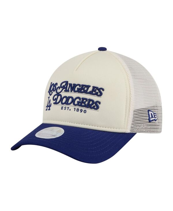 ニューエラ レディース アクセサリー 帽子 New Era Women's Light Beige/Royalos Angeles Dodgers Retro 9FORTY M-Crown A-Frame Trucker Adjustable Hat Light Beige Royal ベージュ｜ReVida 店