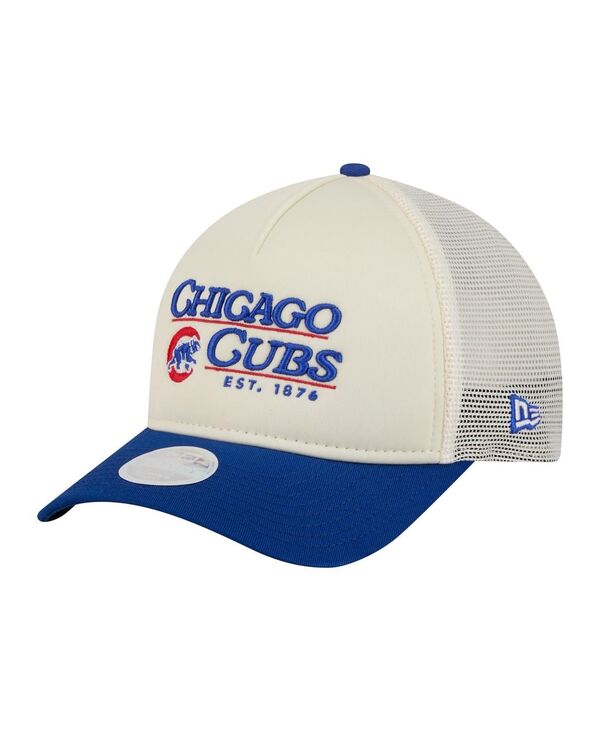 ニューエラ レディース アクセサリー 帽子 New Era Women's Light Beige/Royal Chicago Cubs Retro 9FORTY M-Crown A-Frame Trucker Adjustable Hat Light Beige Royal ベージュ|ReVida 店