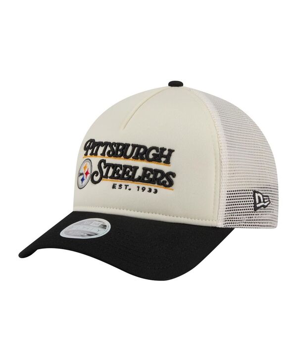 ニューエラ レディース アクセサリー 帽子 Tシャツ New Era Women's White/Black Pittsburgh Steelers Retro A-Frame 9FORTY Adjustable Hat White Black ホワイト｜ReVida 店