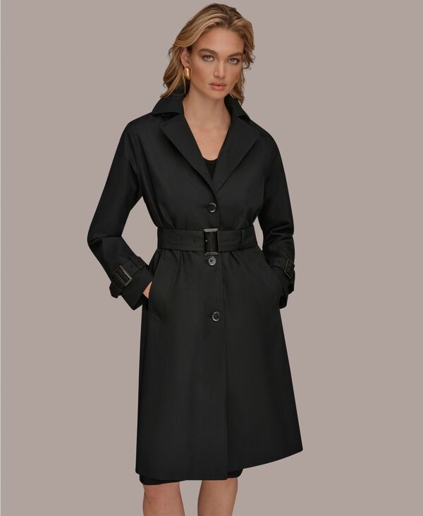ダナ キャラン ニューヨーク レディース アウター コート Donna Karanew York Women'single Breasted Belted Trench Coat Black ブラック|ReVida 店
