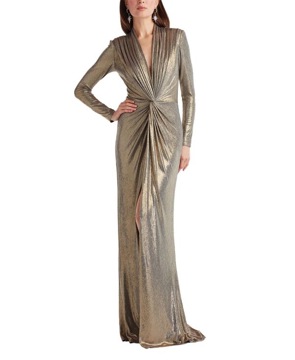 タダシショージ レディース トップス ワンピース ドレープ トール Tadashi Shoji Women's Ferrumetallic Twist Drape Gown Smoke pearl パール｜ReVida 店 76,340円