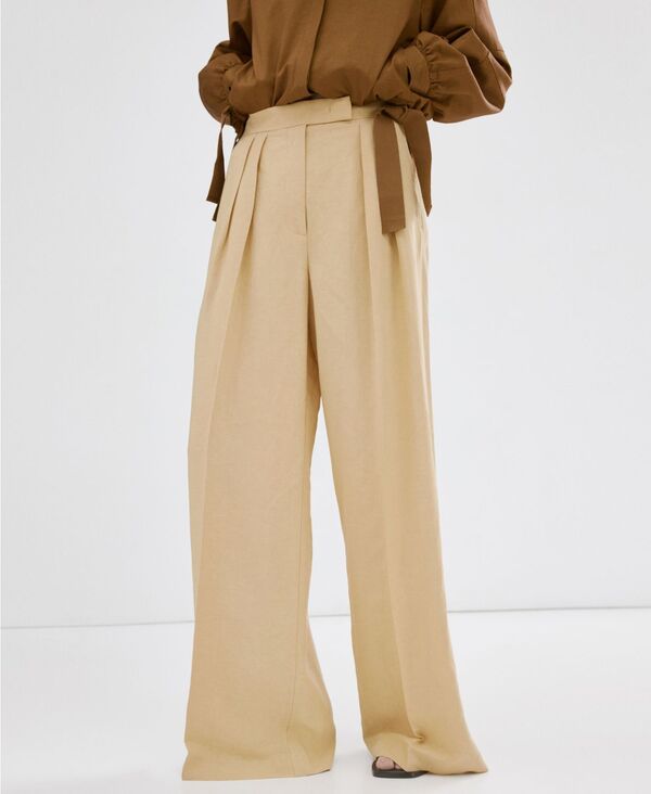 マンゴ レディース ボトムス カジュアルパンツ MANGO Women'straight Mid-Rise Pants Mustard マスタード|ReVida 店