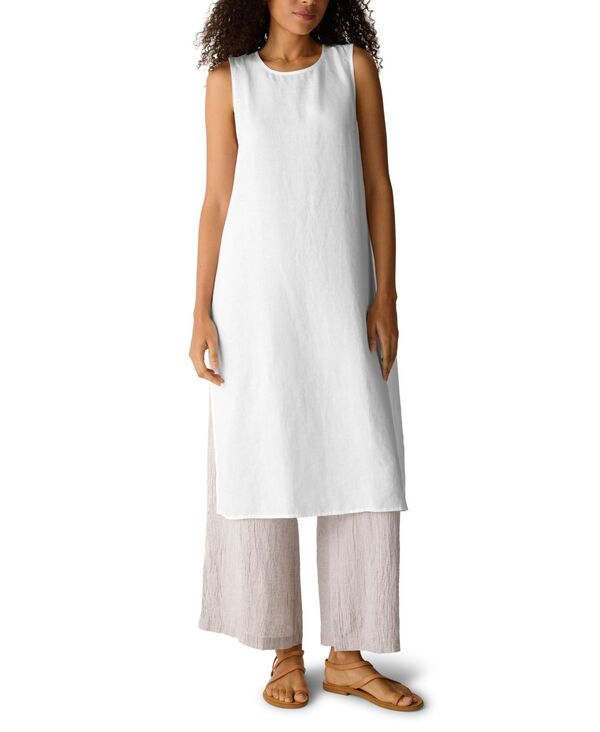 エイリーンフィッシャー レディース トップス シャツ プラスサイズ Eileen Fisher Women's & Plusize Round Neck Tunic Top White ホワイト|ReVida 店