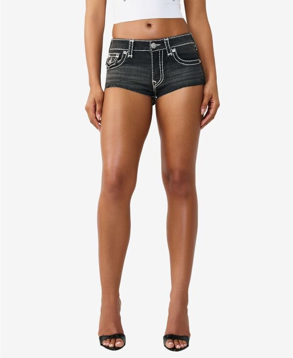 トゥルーレリジョン レディース ボトムス ハーフパンツ・ショーツ ショートパンツ True Religion Women'spicy Mid-Rise Super T-Flap Shorts Ink Hollow|ReVida 店