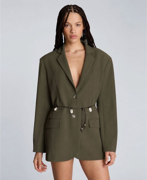 ケネスコール レディース アウター ジャケット・ブルゾン Kenneth Cole Women's Boyfriend Jacket with Pearl Charm Belturtle Green グリーン|ReVida 店