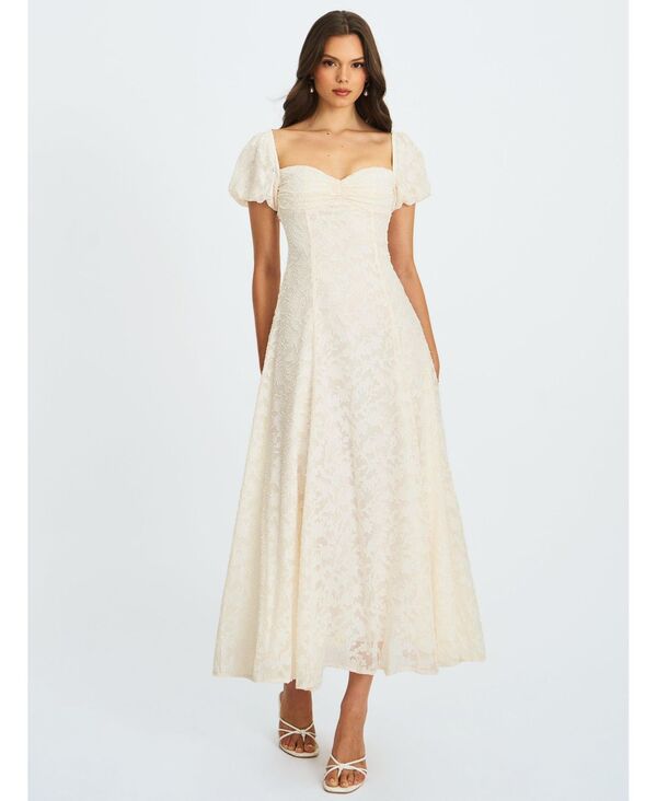 ミスサークル レディース トップス ワンピース 背中開き マキシ Miss Circle Women Pandora White Bubble Sleeve Backless Maxi Dress White ホワイト｜ReVida 店
