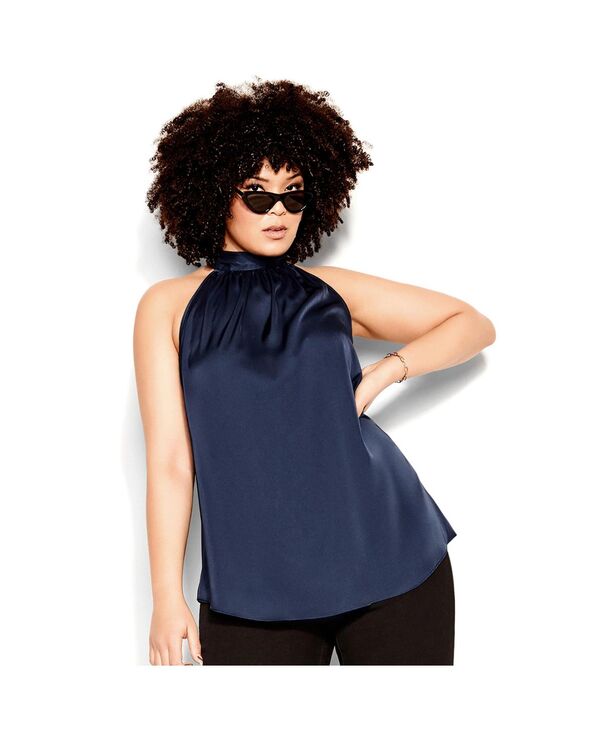 シティーシック レディース トップス シャツ CITY CHIC Women'shine Top Navy ネイビー｜ReVida 店